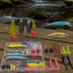 EXAURAFELIS 29pcs Saltwater Fishing Lures Kit with Tackle Box for Bass Trout Salmon
