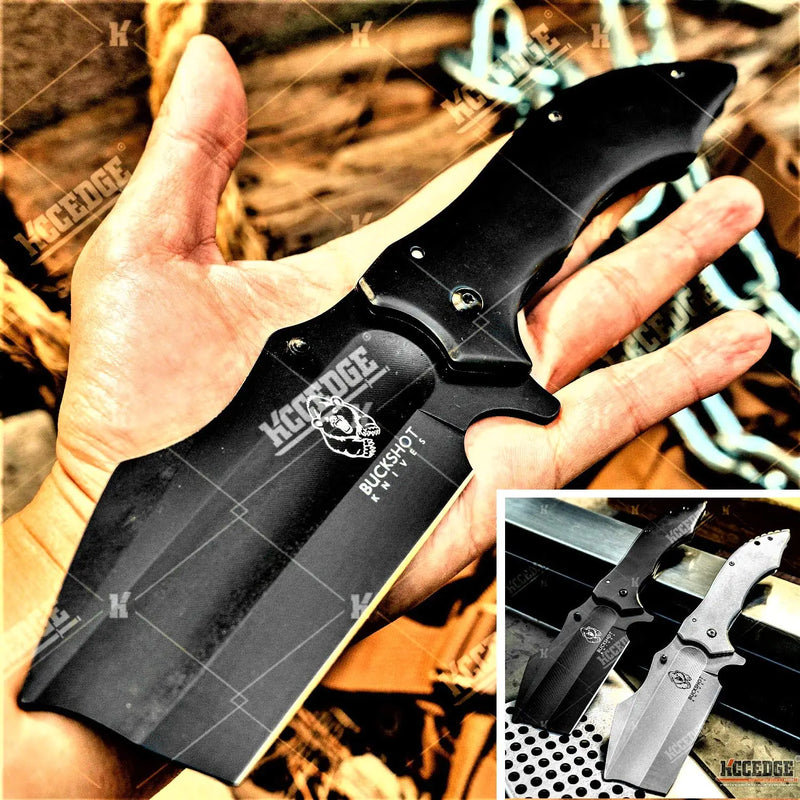 KCCEDGE Pocket Knife – Tactical Camping Gear Survival Cleaver, Razor Sharp Safety Knife Black