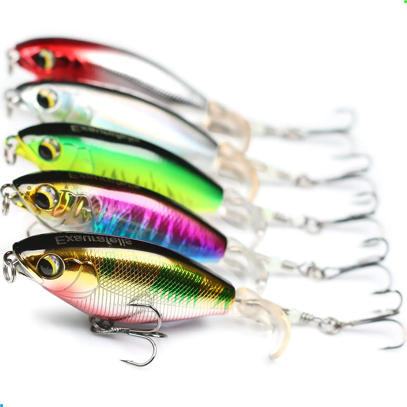 EXAURAFELIS 5pcs Topwater Whopper Plopper Fishing Lures 3.66