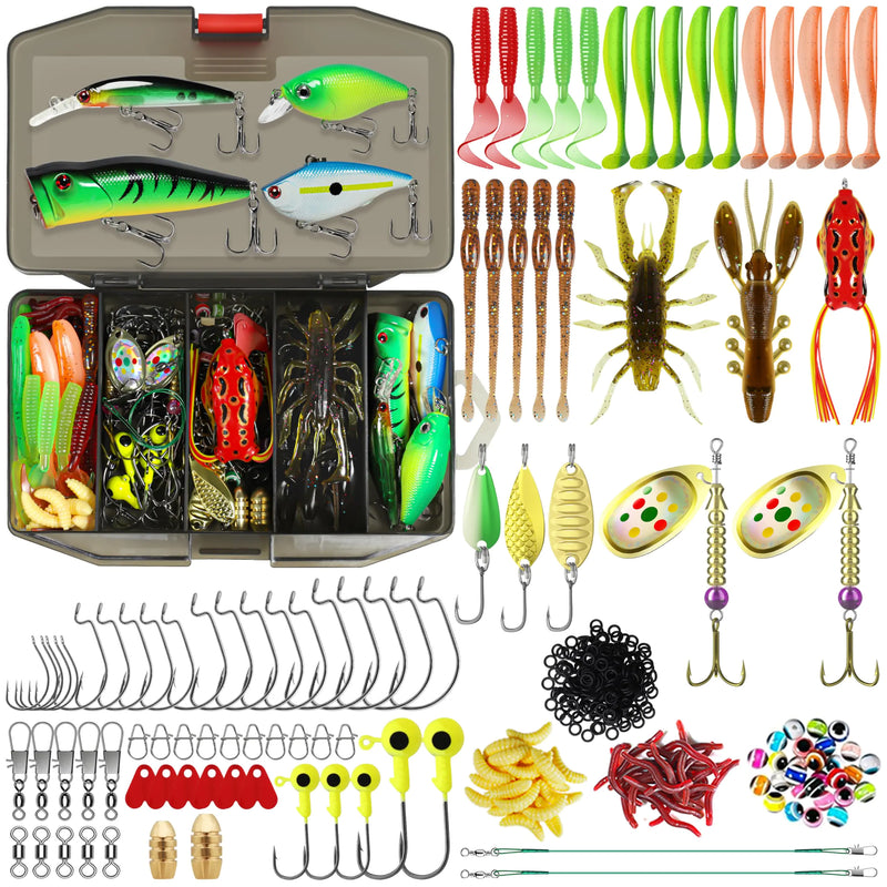 TRUSCEND 110-Piece Fishing Lures & Tackle Kit – Freshwater & Saltwater Bass Fishing Gear Set