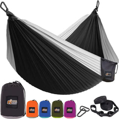 Gorilla Grip Camping Hammock – Portable 500lb Capacity Hammock with Tree Straps & Carabiners
