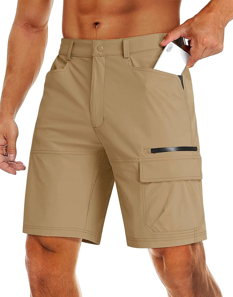 MAGCOMSEN Men’s Cargo Hiking Shorts – Quick Dry, Lightweight Ripstop Outdoor Work Shorts (Khaki, 40)
