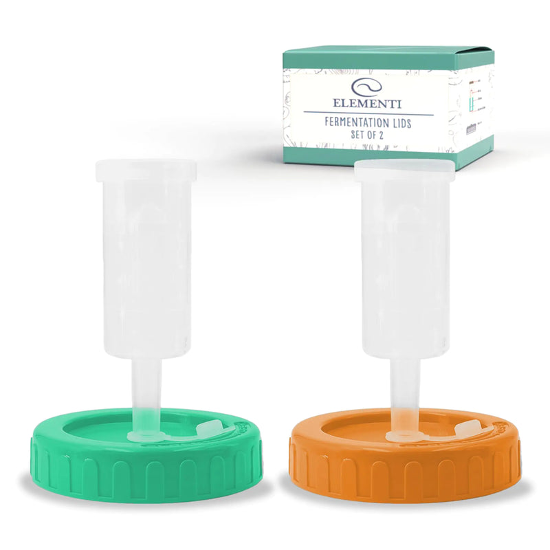 Elementi Fermentation Lids – 2 Pack Wide Mouth Mason Jar Airlock Lids for Sauerkraut & Kimchi