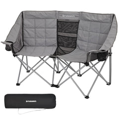 FUNDANGO Loveseat Camping Chair – Oversized 2 Person Double Folding Camp Chair for Outdoor Travel