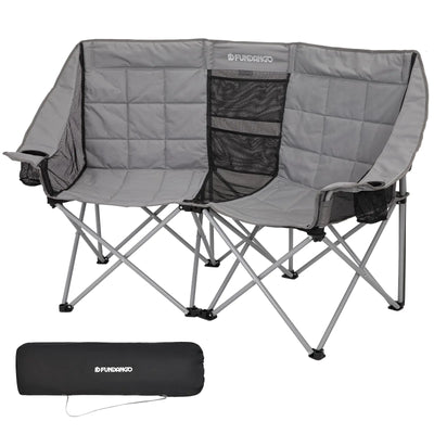 FUNDANGO Loveseat Camping Chair – Oversized 2 Person Double Folding Camp Chair for Outdoor Travel