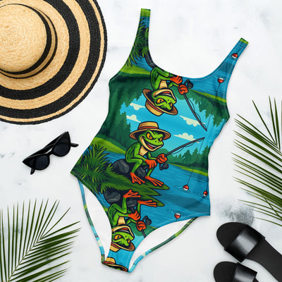 Grumpyfrog One-Piece Swimsuit – Cheeky Fit, Scoop Back, Custom Logo Swimwear for Women