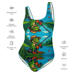 Grumpyfrog One-Piece Swimsuit – Cheeky Fit, Scoop Back, Custom Logo Swimwear for Women