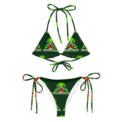 Grumpyfrog Recycled String Bikini – Eco-Friendly All-Over Print Swimwear with Logo