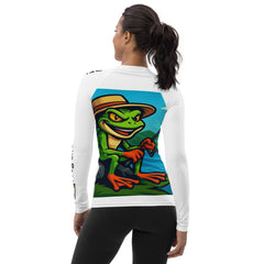 Women’s Grumpyfrog Rash Guard – UPF 50+ Long Sleeve Sun Protection Swim Shirt