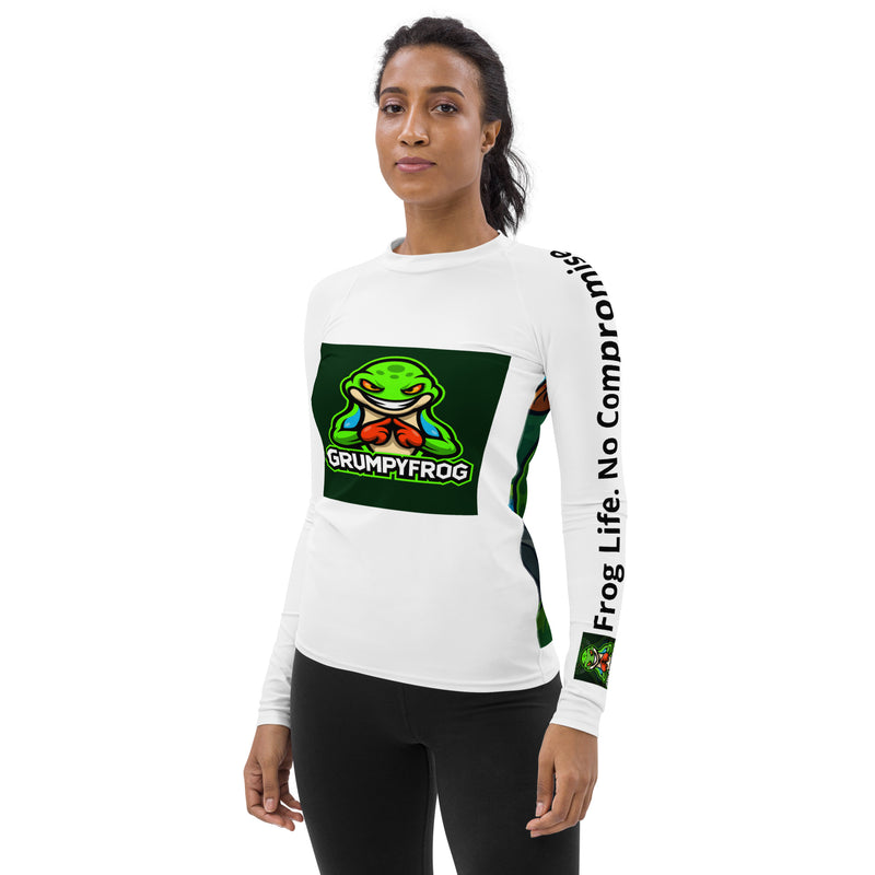 Women’s Grumpyfrog Rash Guard – UPF 50+ Long Sleeve Sun Protection Swim Shirt