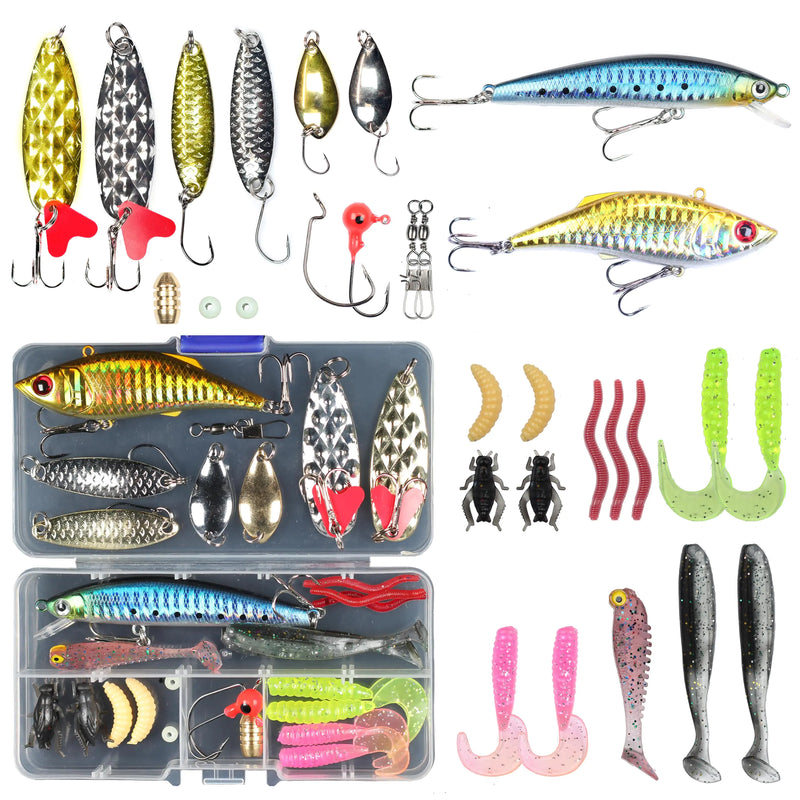 EXAURAFELIS 29pcs Saltwater Fishing Lures Kit with Tackle Box for Bass Trout Salmon