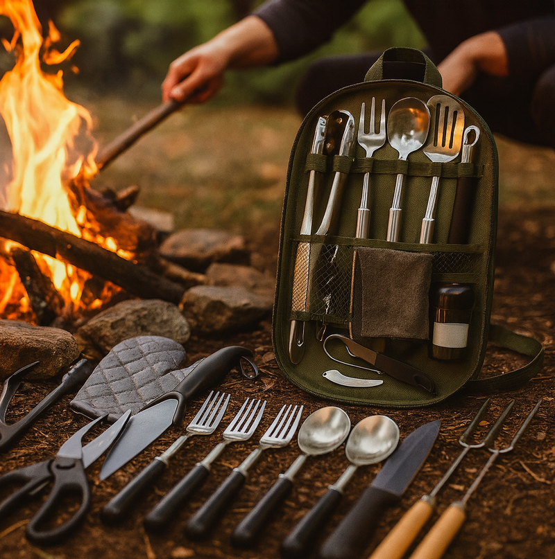 Camping Cooking Set 31 Pc – Portable Camp Kitchen Utensils Outdoor Cooking Gear for RV, BBQ, Tent