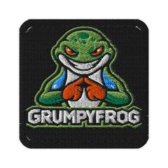 Custom Embroidered Patches with Grumpyfrog Logo | Iron-On, Sew-On, or Pin Attachments