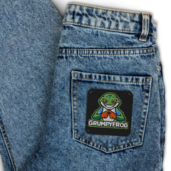 Custom Embroidered Patches with Grumpyfrog Logo | Iron-On, Sew-On, or Pin Attachments
