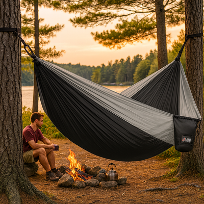 Gorilla Grip Camping Hammock – Portable 500lb Capacity Hammock with Tree Straps & Carabiners