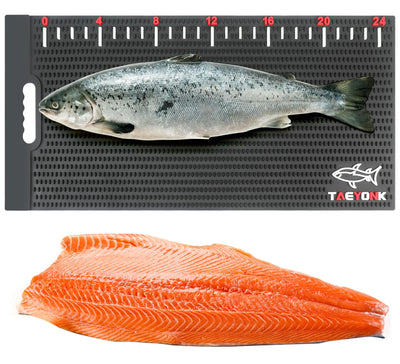 Fish Fillet Mat – 28x14” Portable Non-Slip Fish Cleaning Board with Measuring Sticker, Easy Clean