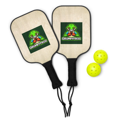 Grumpyfrog Pickleball Paddle Set – 2 Paddles, Balls & Carry Bag for Outdoor Play
