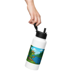 Grumpyfrog Stainless Steel Water Bottle – 32oz Insulated with Straw Lid