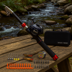 Telescopic Fishing Rod and Reel Combo Carbon Fiber Portable Pole Set for Saltwater & Freshwater