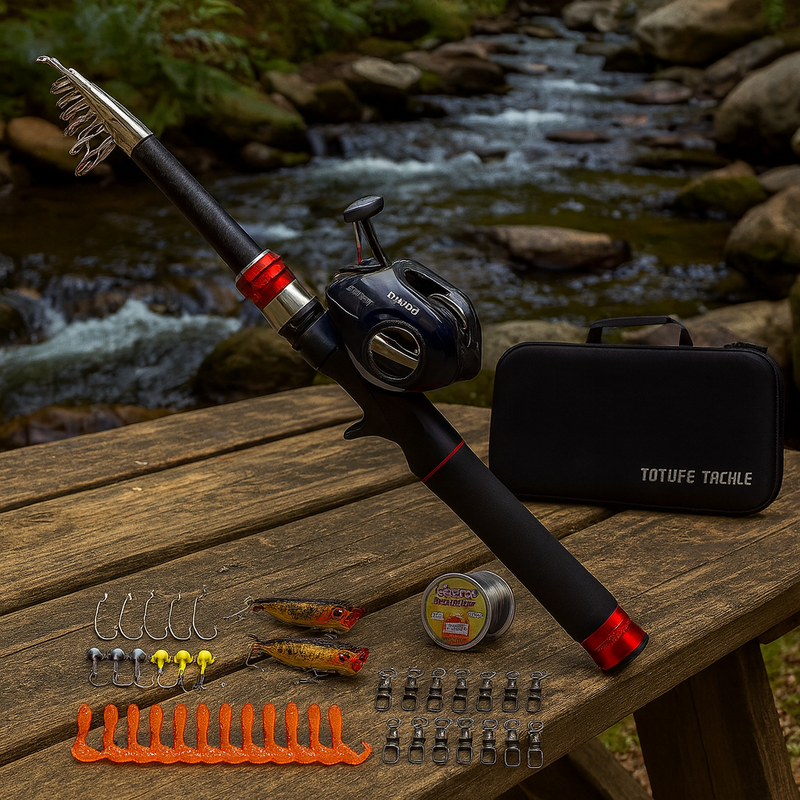 Telescopic Fishing Rod and Reel Combo Carbon Fiber Portable Pole Set for Saltwater & Freshwater