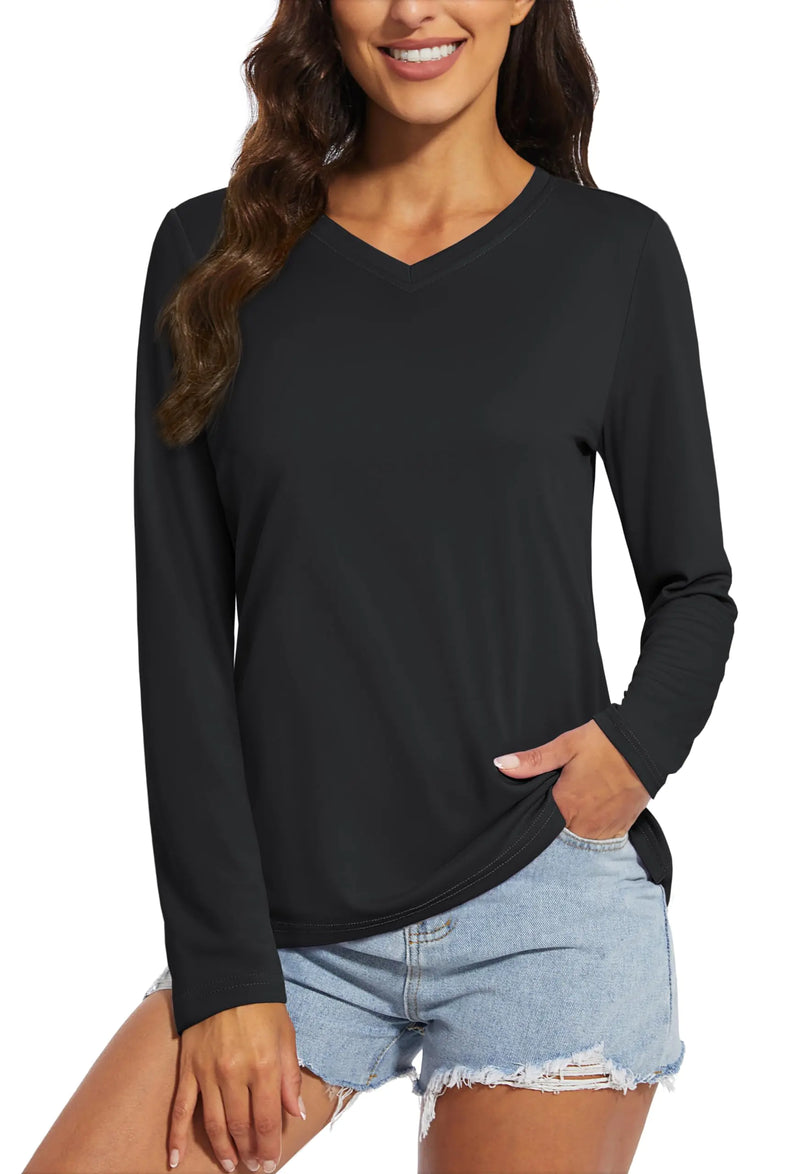 MAGCOMSEN Women’s SPF Shirt Long Sleeve UPF 50+ UV Sun Protection Quick Dry Top Black XL