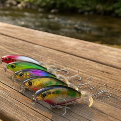 EXAURAFELIS 5pcs Topwater Whopper Plopper Fishing Lures 3.66" Propeller Tail Floating Bass Bait for Pike, Catfish & Trout