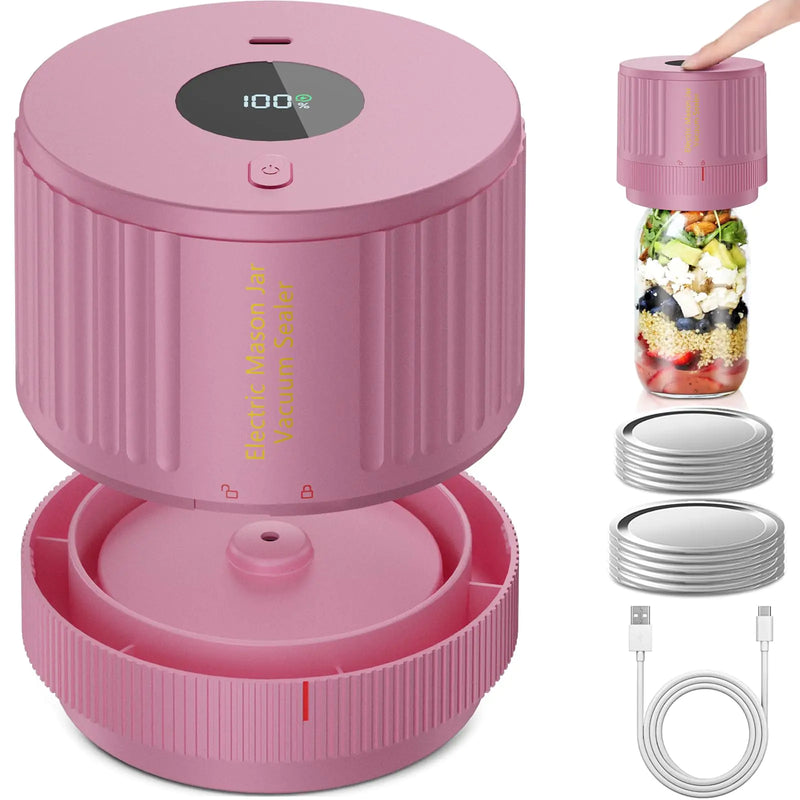 LOVE MOMENT Electric Mason Jar Vacuum Sealer – Kit for Wide & Regular Mouth Jars, Cordless