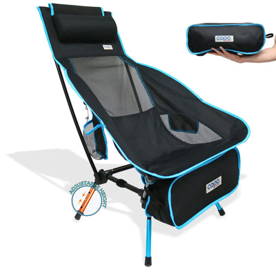 Copa Adjustable Folding Camping Chair – Ultralight Portable Backpacking Beach Chair w/ Headrest